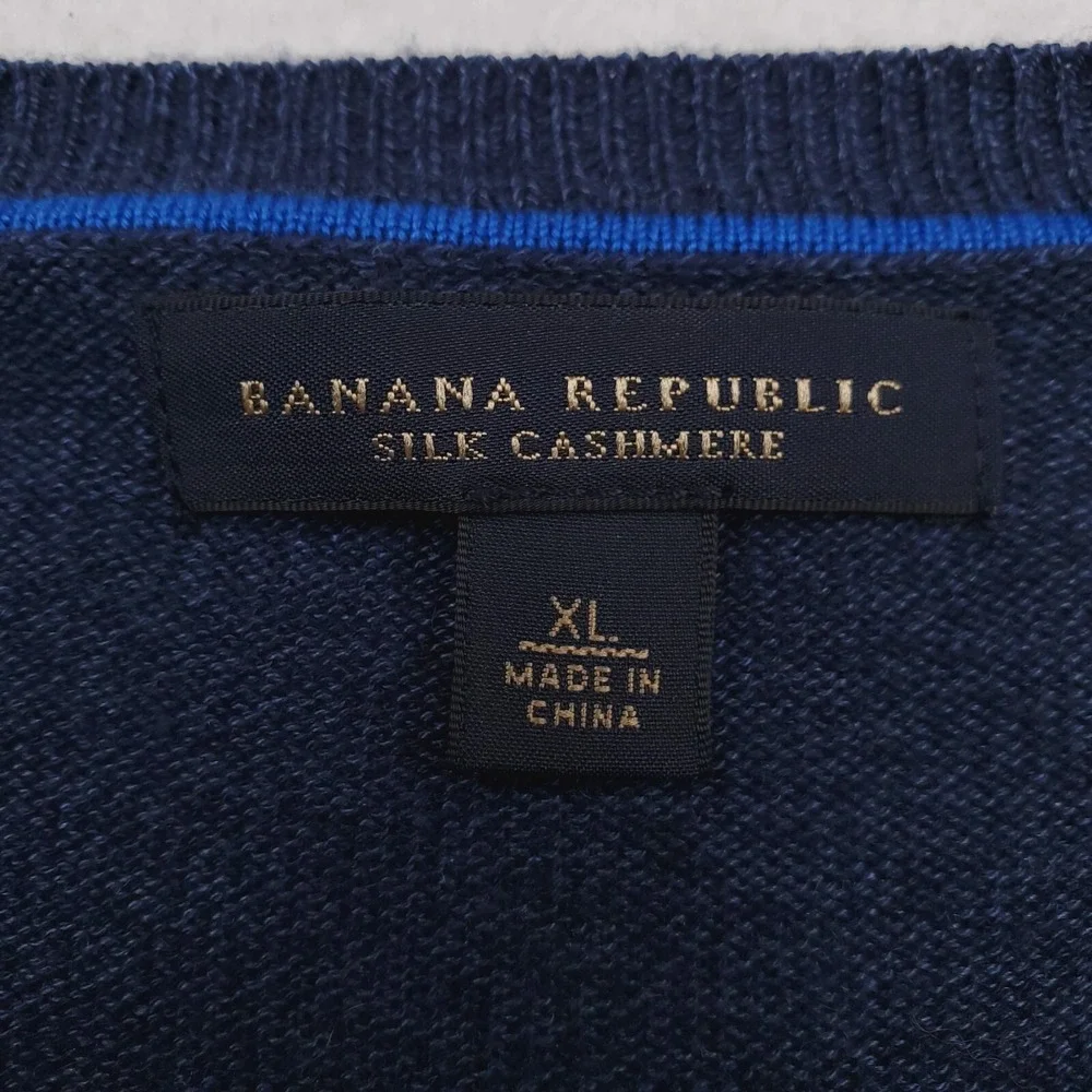 Banana Republic Sweater Mens Extra Large Blue Cashmere Silk Pullover Jumper
